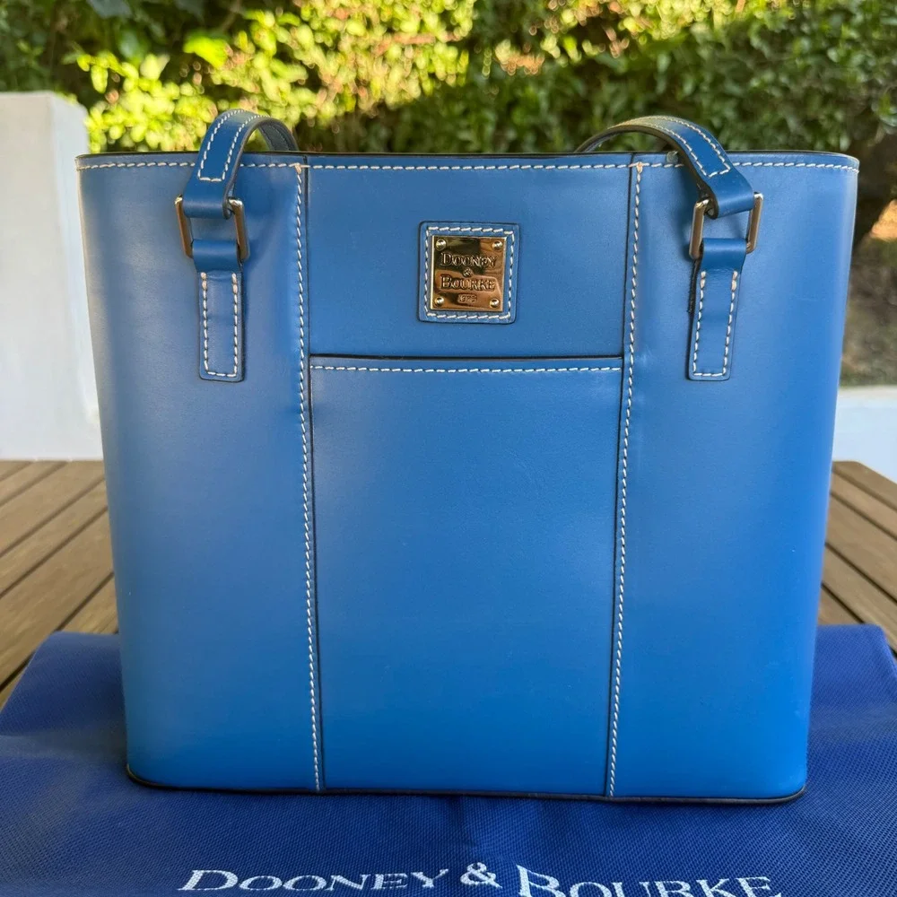 Dooney & Bourke Small Lexington Shopper Tote Blue Leather Bag BQUNC2342 BUBU - Picture 2 of 12